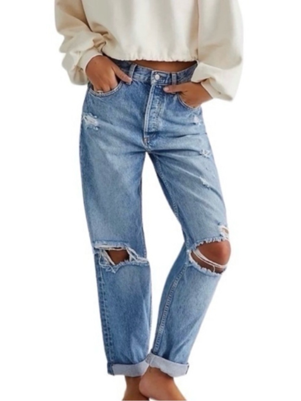 Boyish The Toby Authentic Rigid Distressed Relaxed Tapered Jeans Size 28